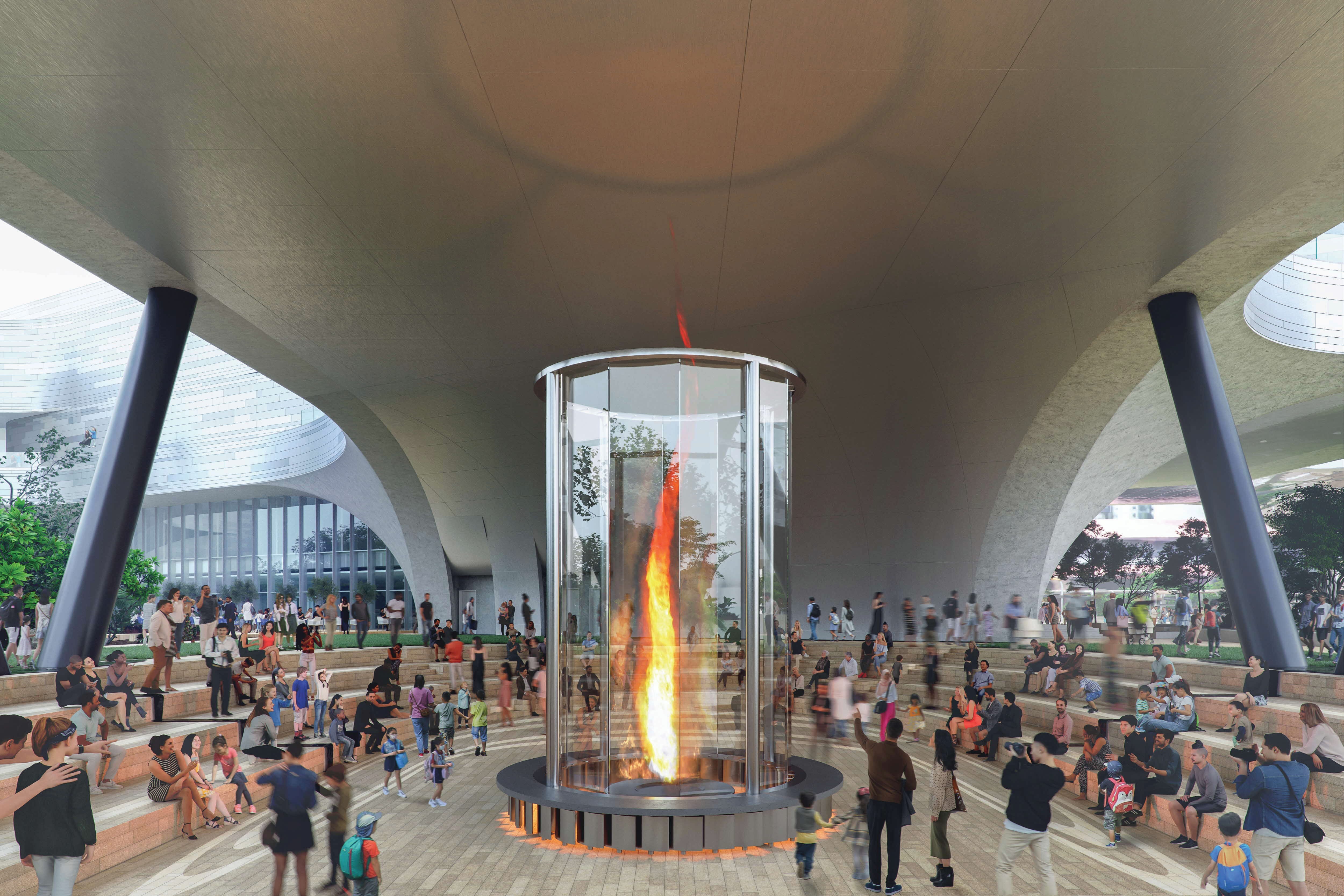 Rendering of a fire tornado display